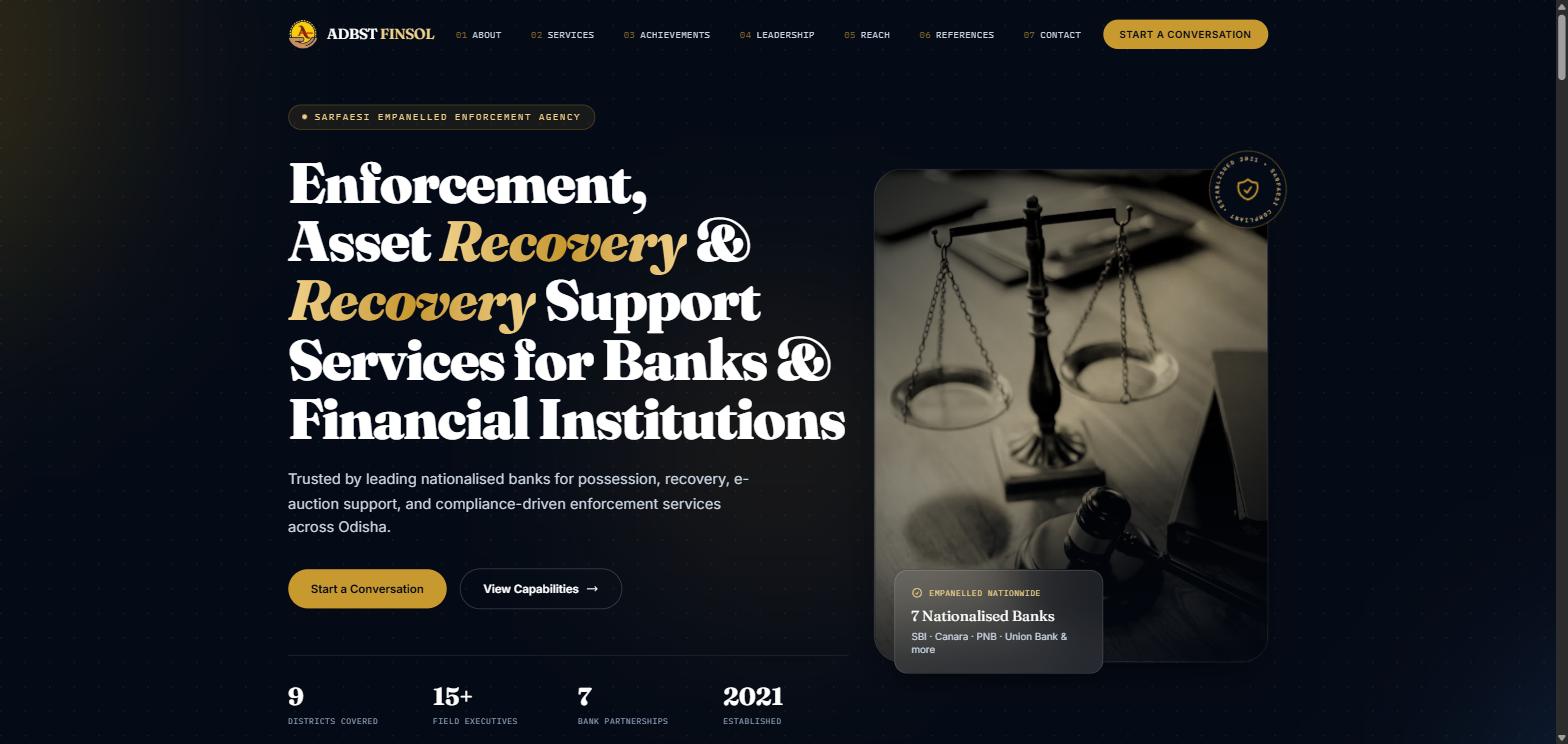 Screenshot of the ADBST Finsol website