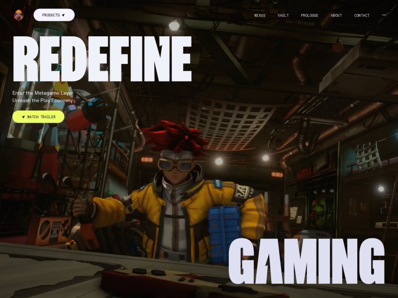 Screenshot of the Redefine Gaming animated demo website
