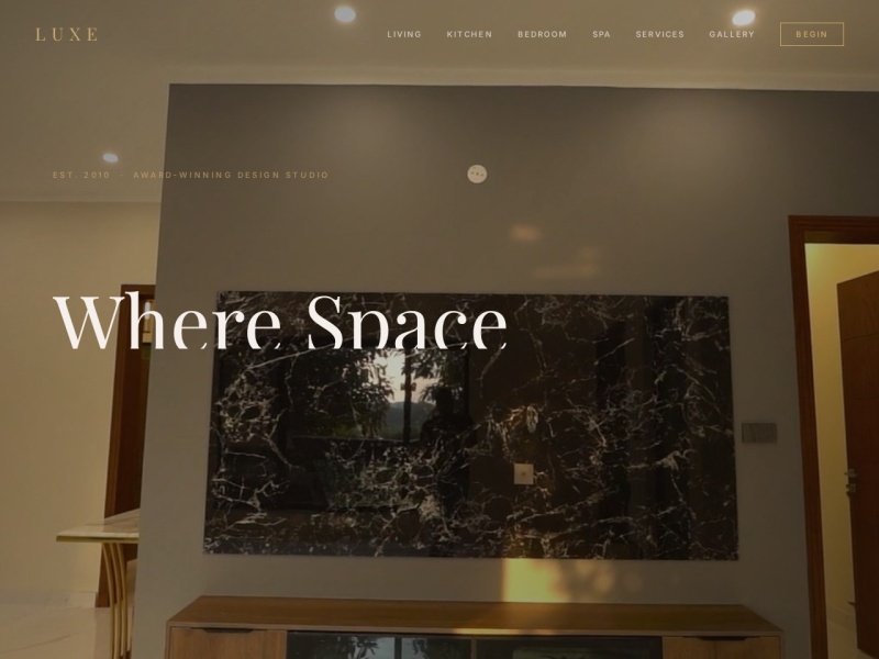 Screenshot of the LUXE interior design demo website